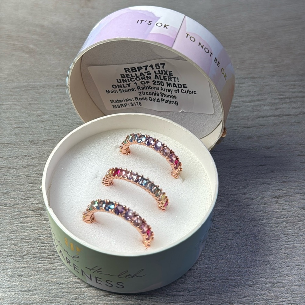 NEW UNICORN! Bella’s Luxe Bomb Party Ring Set Mental Health Awareness